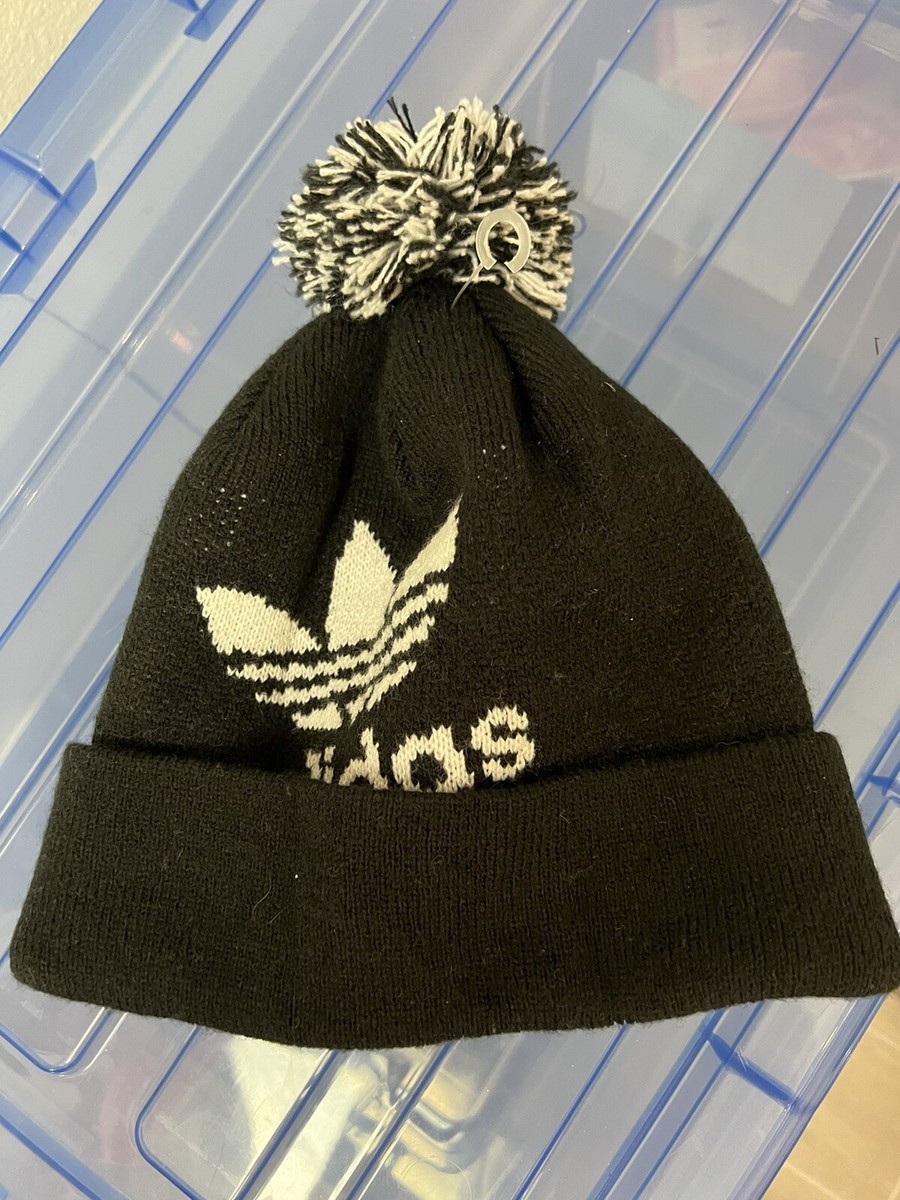 NWT Adidas Originals Logo Pompom Beanie Black White Unisex