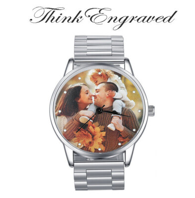 Personalized Silver Photo Watch With Custom Engraved Message