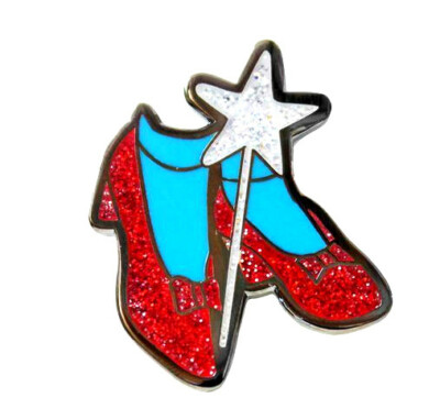 Ruby Slippers Enamel Pin Wizard Wicked Witch Gothic Red Dorothy Glitter Gift