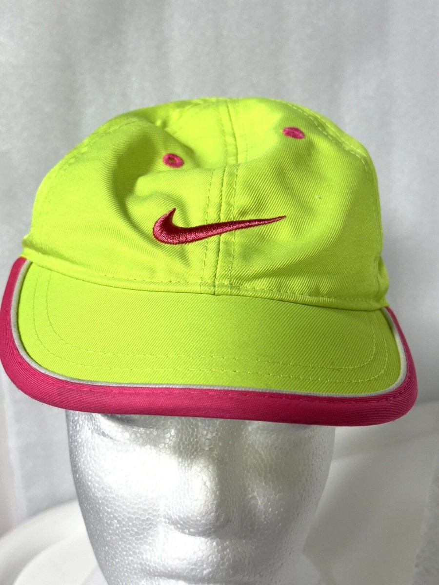 Nike Featherlight Hat Cap Toddler Neon Yellow Dri Fit Unisex Pink Trim OS