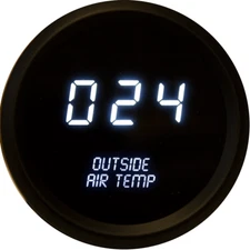 Universal Digital Outside Air Temperature Gauge White LEDs Black Bezel USA Made