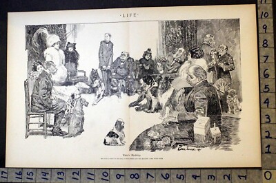 1911 FIDO DOG BIRTHDAY PARTY COLLIE ORSON LOWELL ARTIST INSERT