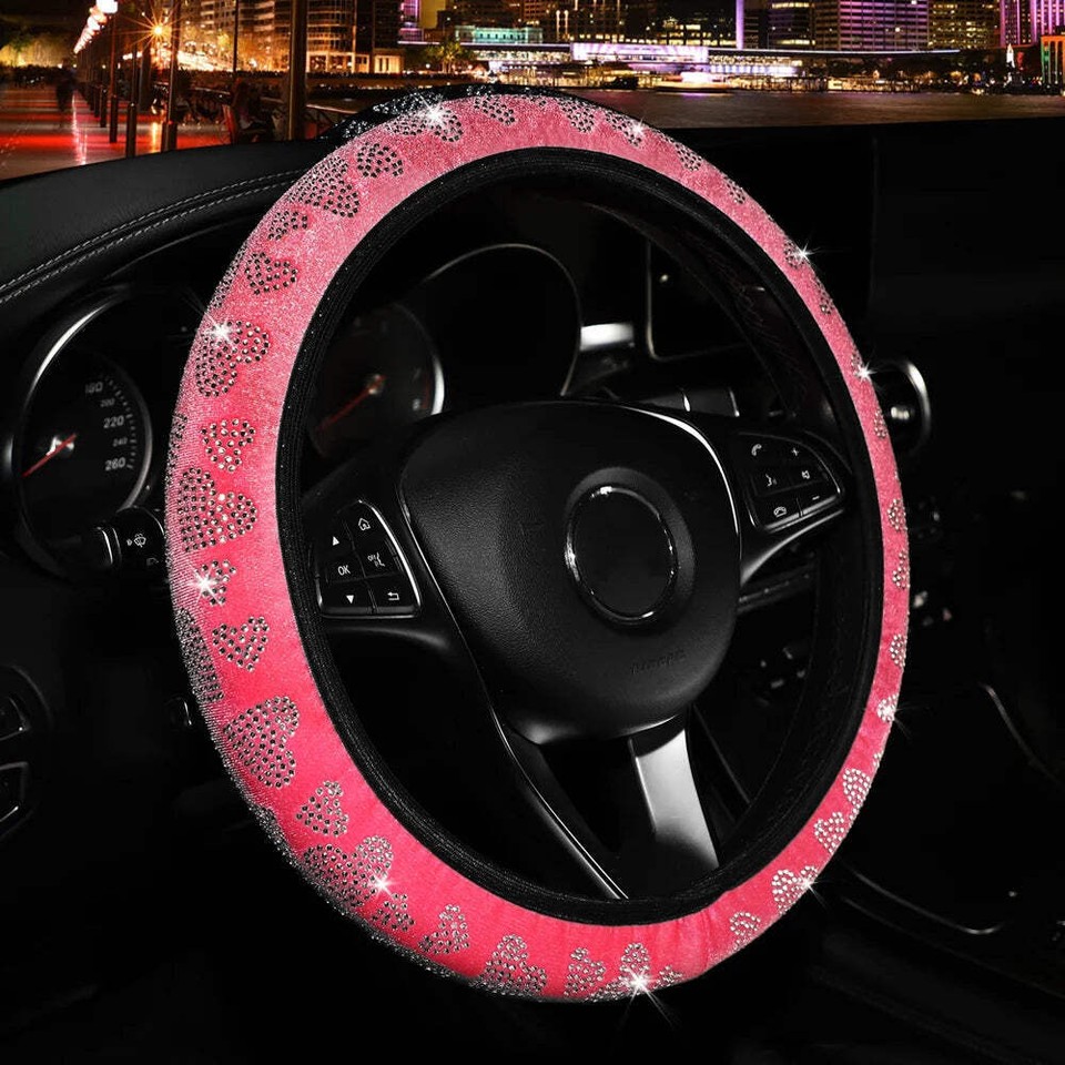 Velvet Studded Faux Diamond Heart Flash Car Accessories without Inner