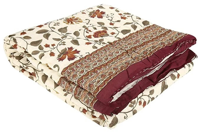 Edredón edredón de algodón con cama doble Jaipuri Razai tamaño king - 90x108 pulgadas - juego 1 Foto 3 de 4