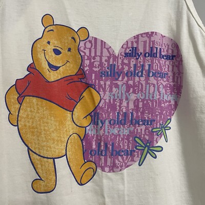 90s Disney Winnie the Pooh Tank Top Sz S White Pooh Tag Made In