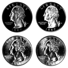 1997 P D S S Washington Quarter  Year set SILVER & CLAD Proof & PD In Cello