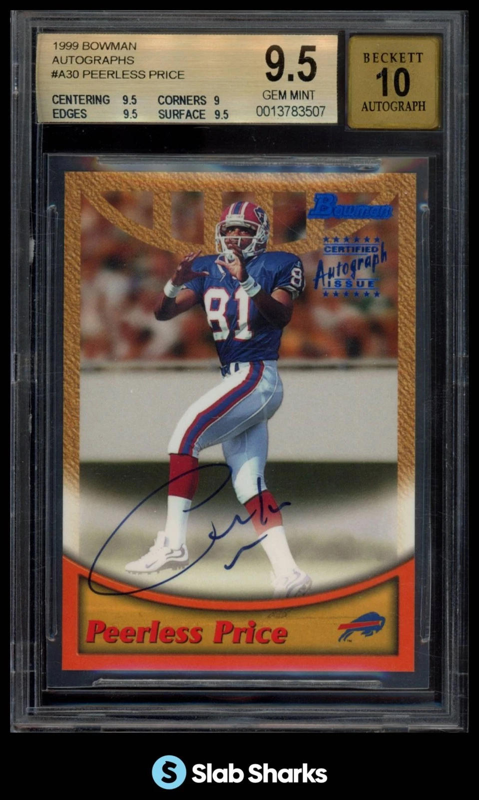 Peerless Price Bowman Certified Autograph Blue #A30 Certified Autograph