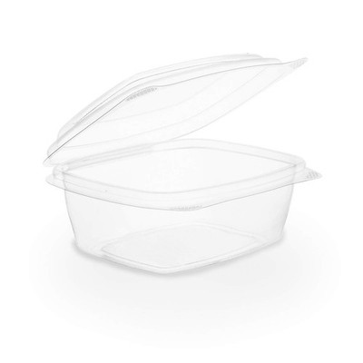 Compostable 8oz Hinged Clear Deli Containers, Case of 300, PLA Plastic Meal P...