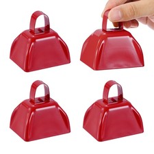 4pcs Cow Bells for Football Games, 3inch Cowbells for Sporting Events, Red