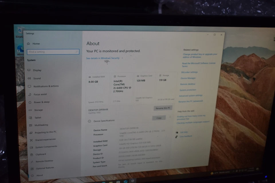Dell OptiPlex 7050 Intel Quad Core i5-6400 SSD Windows 10 Serial Parallel Ports - Image 2 of 4