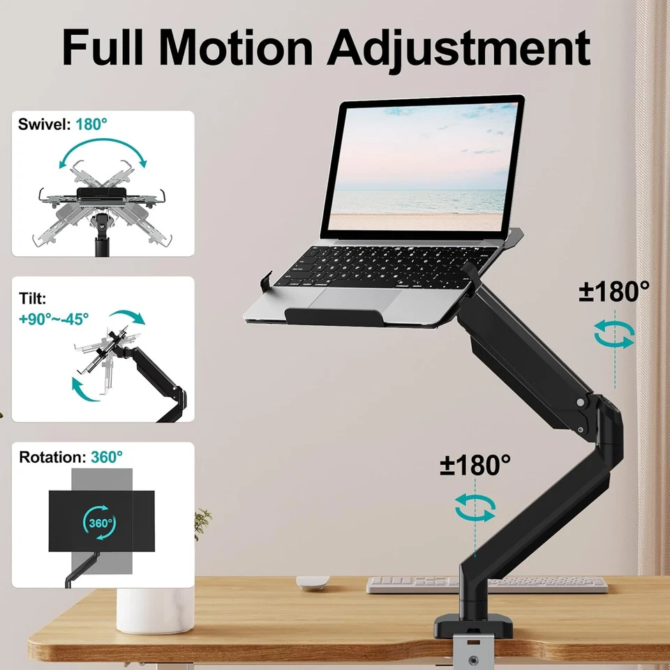 MOUNT PRO Laptop Arm Mount for Desk, 2 in 1 Function Monitor Laptop Stand, Fits - Image 4 of 4