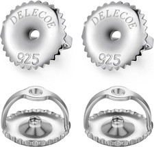 2 Pairs Screw Earring Backs,925 Sterling Silver Screw on Earring Backs Replac...