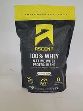 Ascent 100% Whey Protein Powder Vanilla Bean 2 Lb BB 5/26