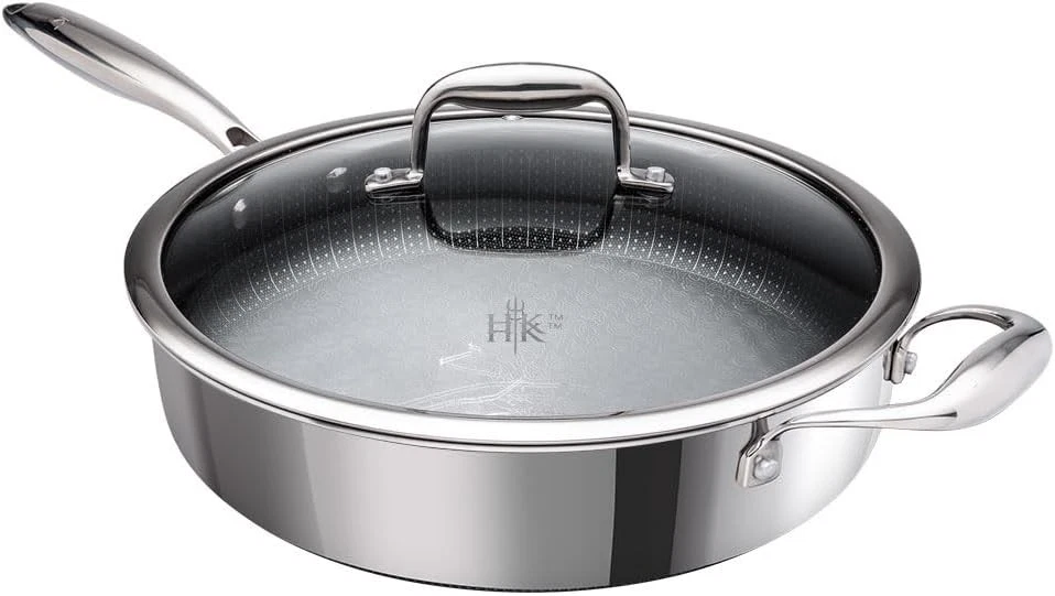 Hell’s Kitchen Hybrid Tri-Clad 4 Qt Sauté Pan w/ Lid | Nonstick PFAS-Free New