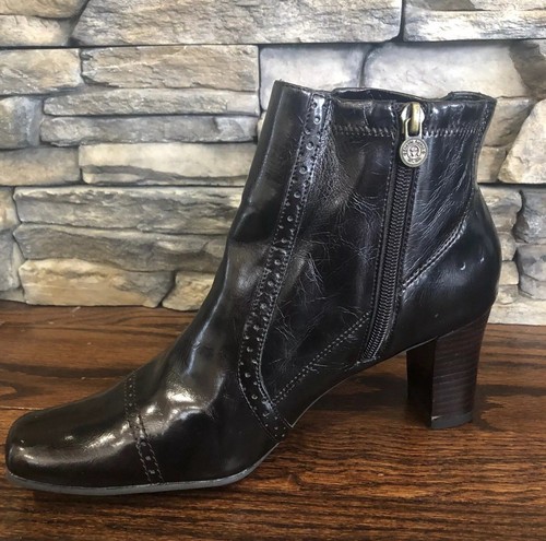 Etienne Aigner Concetta Ankle Zipper Boots Booties Dark Brown Wm Sz 9 Shiny  - Picture 8 of 14