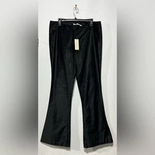 Leon Max Limited Edition Black Velvet Soft FlareTrouser Size 12 Inseam 36" NWT