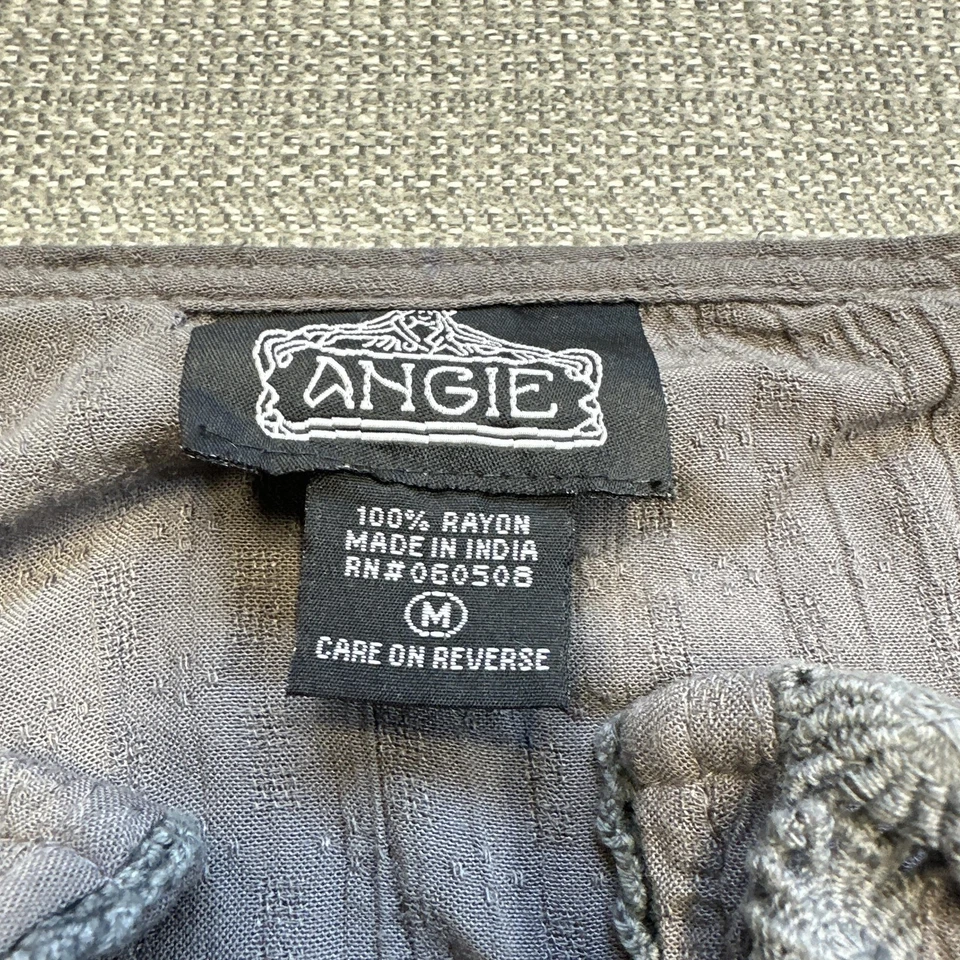 Blusa Angie Boho Gris Crochet Top Campesino Manga Campana Mediana Festival Foto 2 de 4