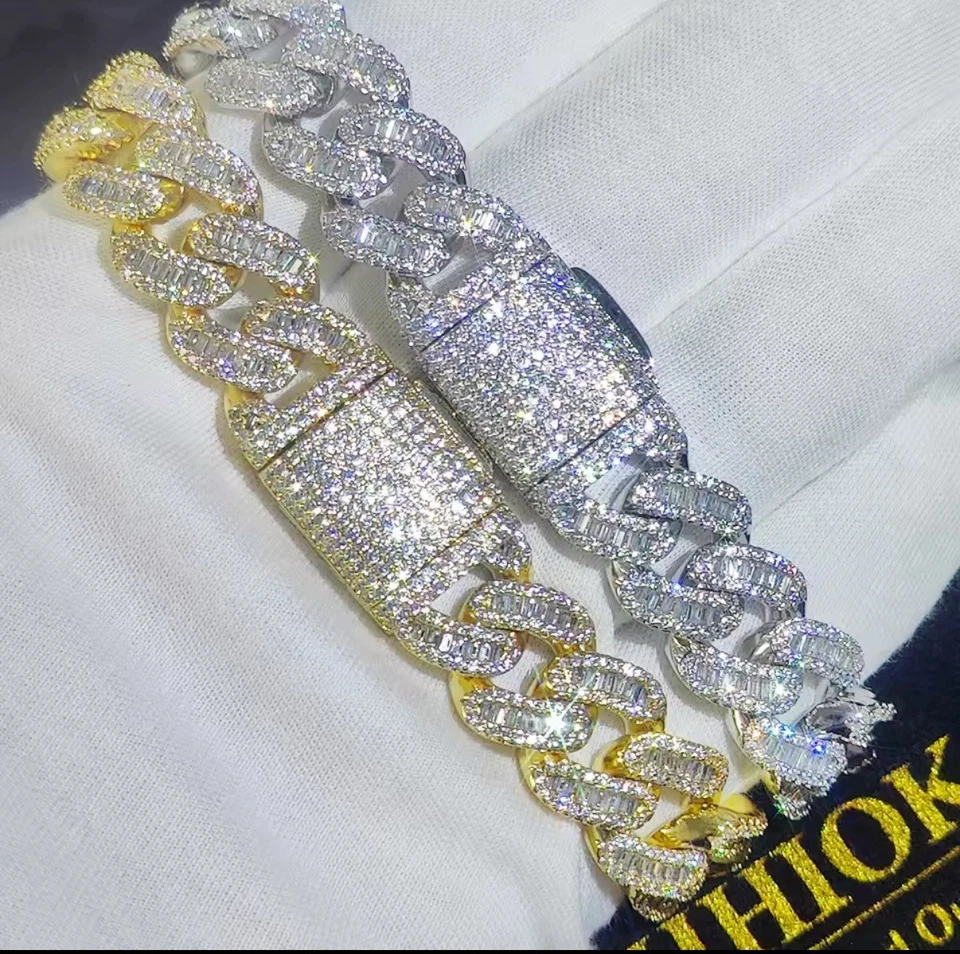 Pulsera cubana de moissanita VVS de 7 pulgadas - Joyería helada Foto 3 de 4