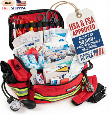 First Responder Fully-Stocked Professional Essentials EMT/EMS Trauma Kit | HS...