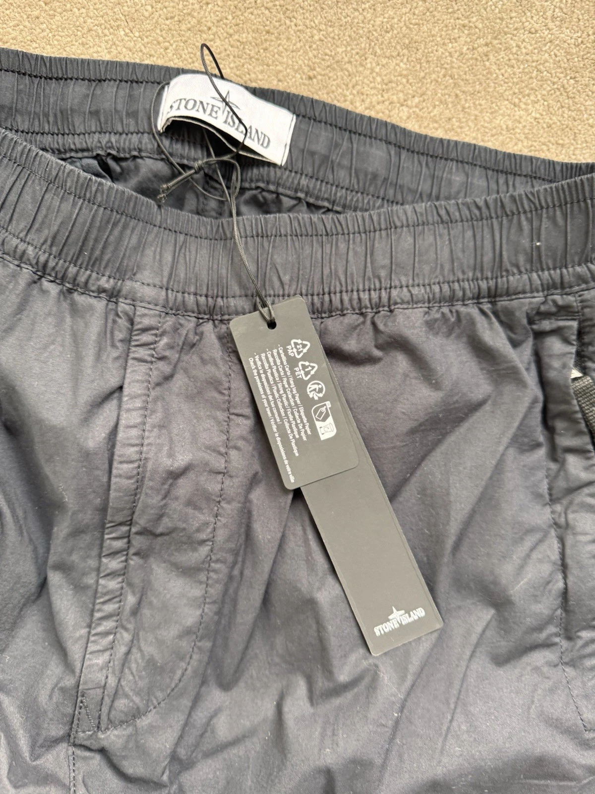 Pantalone cargo Stone Island cotone elasticizzato tela navy 32” vita nuovo con etichette autentico