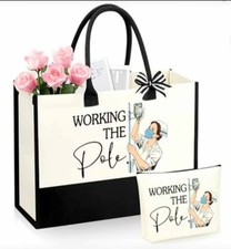 Nurse Tote Bag 2 Pc Set Funny Gift Tote  Zipper Pouch Working The Pole NEW