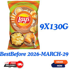 Lay's Cheese Flavoured Potato Chips 9x130g Best Before 29/03/2026 UK