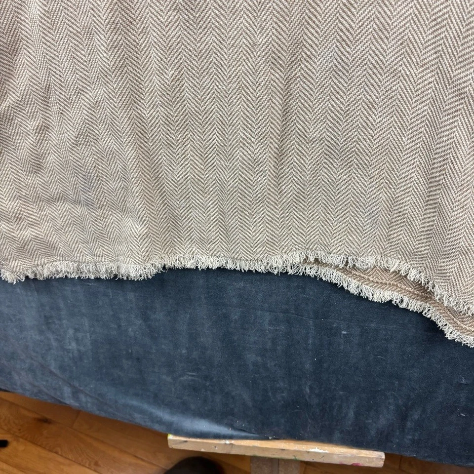 Dusan Italian Made 100% Linen Minimalist Herringbone Tunic with Fringe One Sz - Image 3 of 4