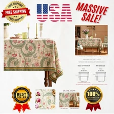 Luxurious Floral 67"x118" Tablecloth - Designer Linen Blend for All Occasions