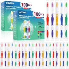 Navona 200 Individually Wrapped Disposable Toothbrushes - Bulk Pack Soft Bristle