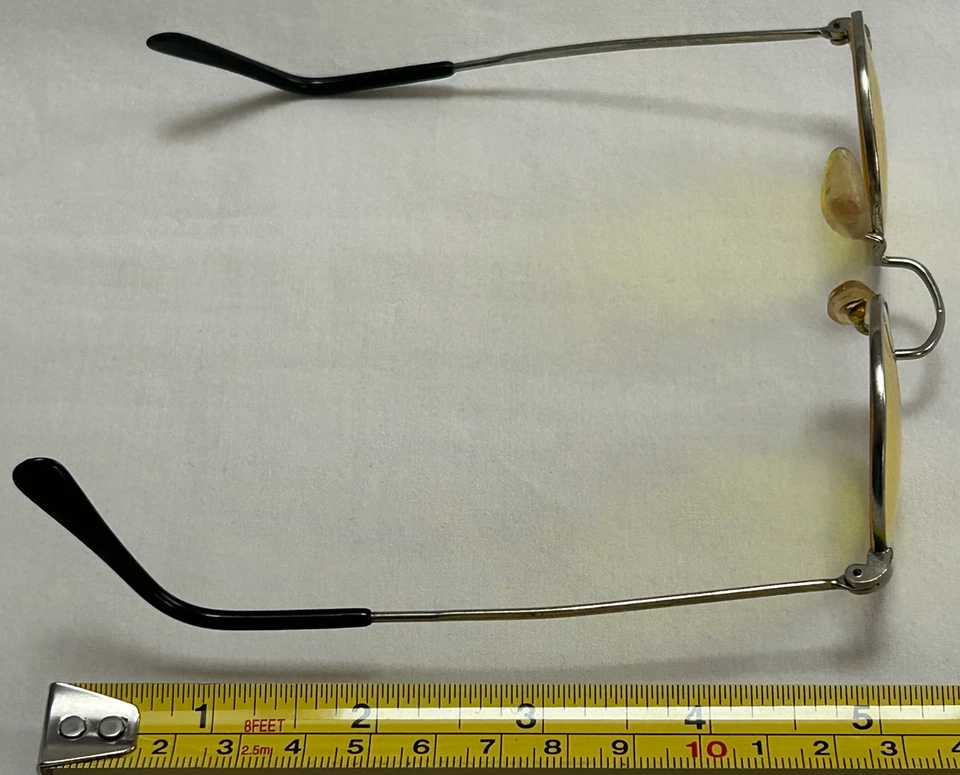 Óculos de lente vintage armação de metal redondo amarelo Taiwan ROC pequeno estilo retrô - Imagem 4 de 4