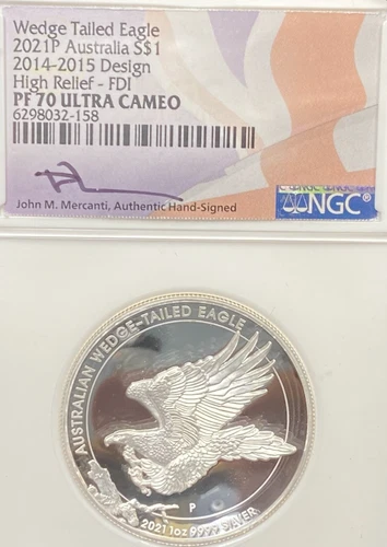 2021P AUSTRALIA SILVER WEDGE TAIL EAGLE 2014-15 DESIGN HIGH RELIEF NGC PF70 UC