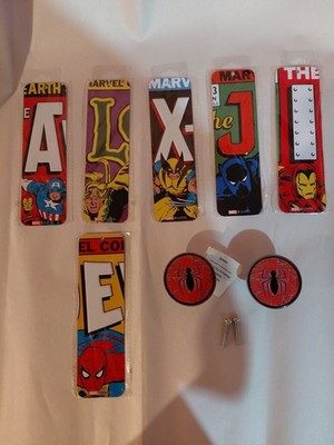 Marvel Metal wallhangers, and Spiderman drawer/door knobs