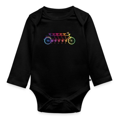 Buntes Tandem Fahrrad Baby Bio-Langarm-Body