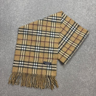 Burberry London Scarf 58x12 Inches Beige Nova Check Cashmere Wool