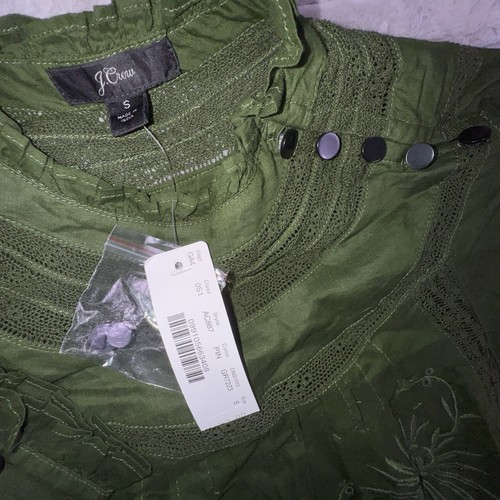 J.Crew Small High Neck Sheer Green LS Floral Tunika Kleid Slip Boho Cottagecore - Bild 11 von 11