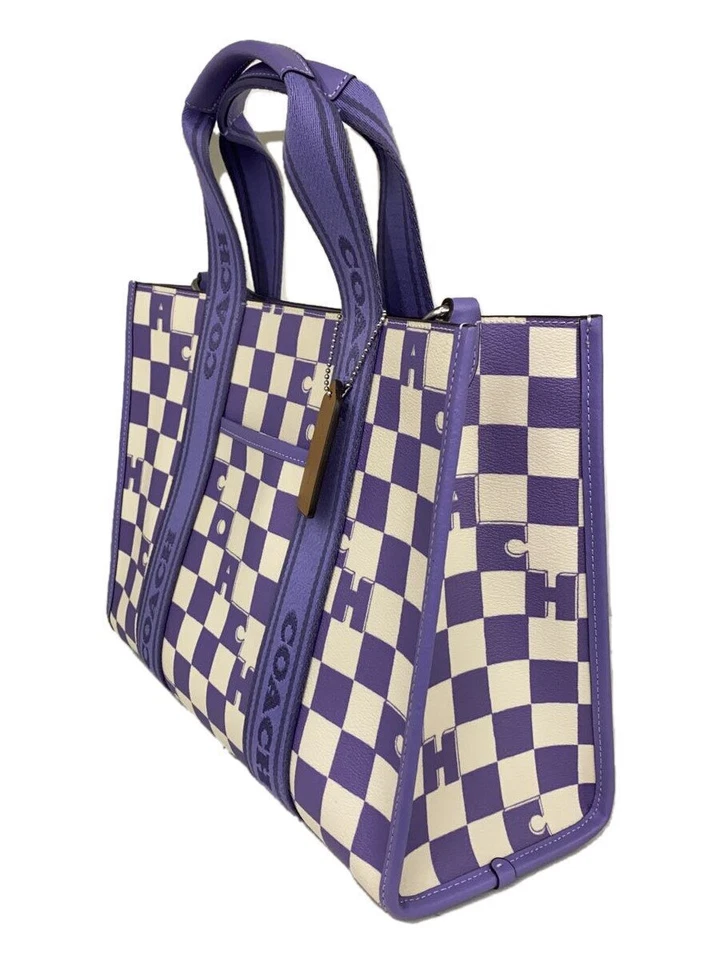 Bolso de Mano COACH Smith Estampado a Cuadros Violeta CR101 Outlet Usado de Japón Bueno JP Foto 2 de 4
