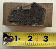 Prensa de impresión vintage bloque madera tipografía METAL - AJUSTE DOMÉSTICO