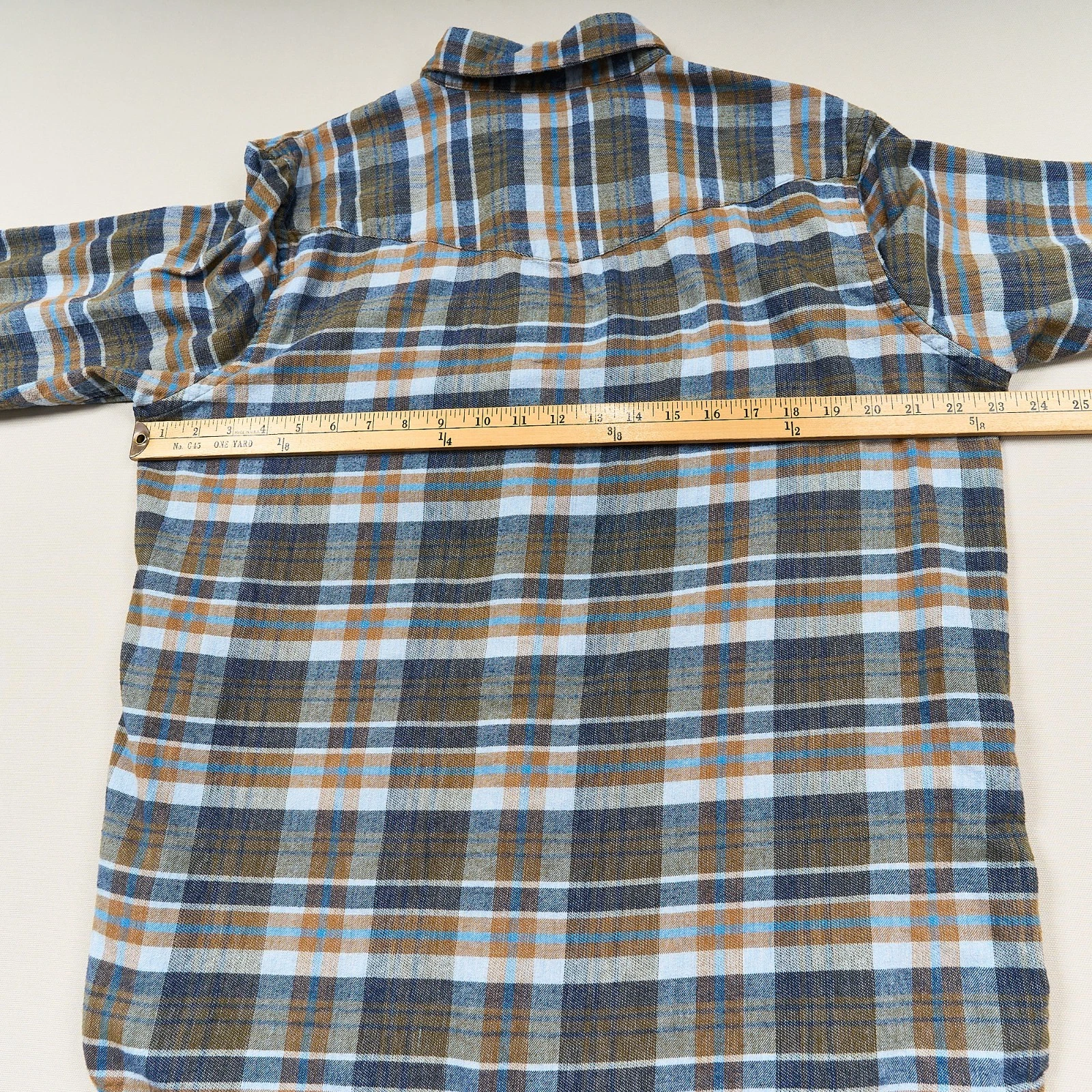 Criquet Shirt Mens Large Plaid Flannel Pearl Snap Western Long Sleeve Casual - product detail image 7