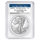 2025-W Proof $1 American Silver Eagle PCGS PR70DCAM FDOI West Point Label White