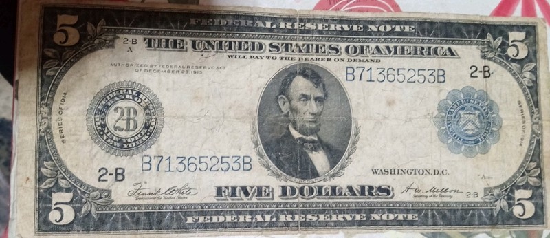 Series of 1914 $5 Federal Reserve Note | Bank of New York 2-B | Ungraded