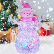 Snowman Christmas Decoration LED Lighted Snowman Figurines with 6H Timer 3 AA...