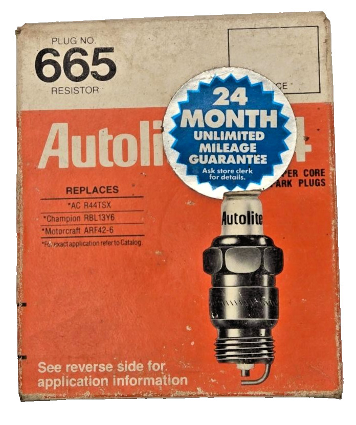 Autolite spark plugs No. 665 standard tip NOS 4 pack copper core