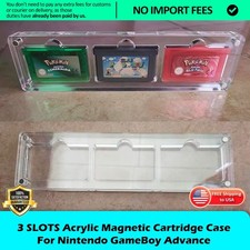 3 SLOTS GBA Acrylic Magnetic Cartridge Display Case For Nintendo Gameboy Advance