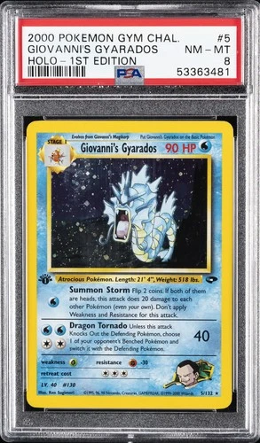 2000 POKEMON GYM CHALLENGE HOLO-1ST EDITION #5 GIOVANNI'S GYARADOS PSA 8