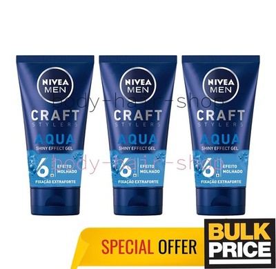 Nivea Men Aqua Haarstyling Gel Shinny Effekt Wetlook starker Halt 150ml 3er Pack