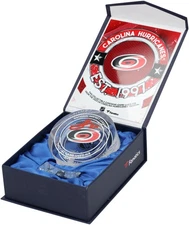 Seth Jarvis Hurricanes Signed Crystal Puck - Filled w/GU Ice from 2023-24 Season
