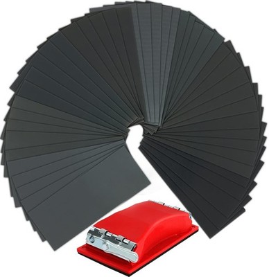 Sandpaper, 90 Pcs 400 to 3000 Grit Wet Dry Sandpaper with Red Handle Assortme...