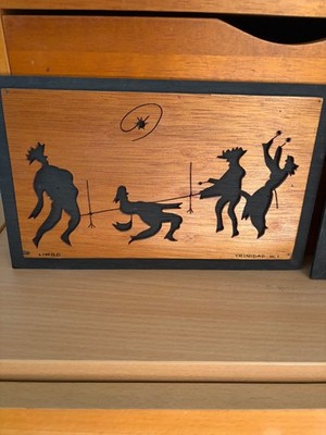 Handmade wood cutouts made in Trinidad. Limbo/Bongo Kara Walker style silhouette