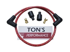 28" OLD SCHOOL VINTAGE BRAIDED CLOTH RED BLACK YELLOW SPARK PLUG WIRE 7MM HARLEY