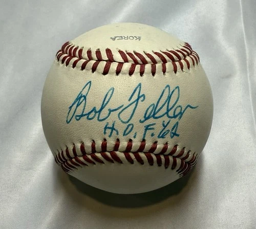 Bob Feller Signed Baseball JSA Inscribed HOF 62 Cleveland Indians